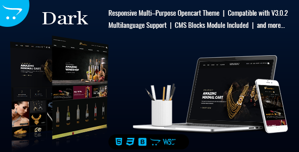 Dark Minimal - Responsive Multipurpose OpenCart 3 Themes - Shopping OpenCart