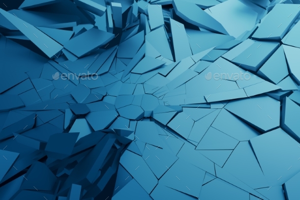 Abstract 3D Rendering of Cracked Surface. - Abstract 3D Renders