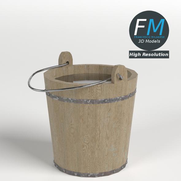 Wooden Bucket - 3DOcean Item for Sale