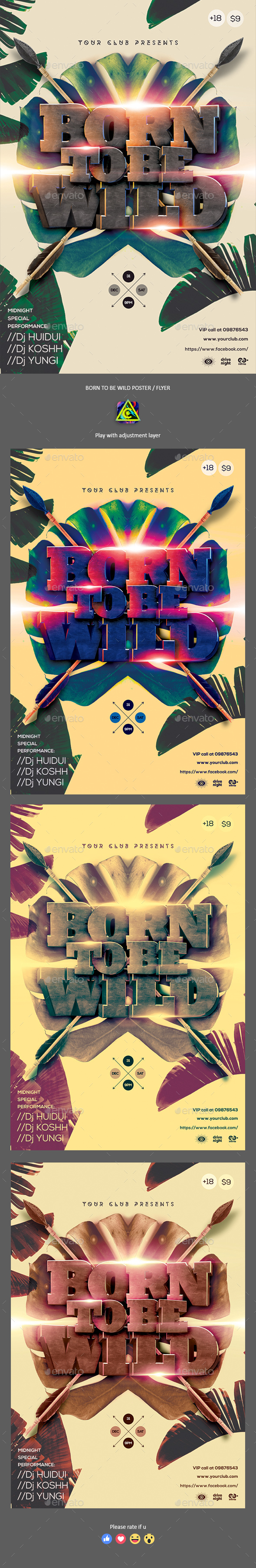 Born To Be Wild Party Poster / Flyer - Clubs & Parties Events