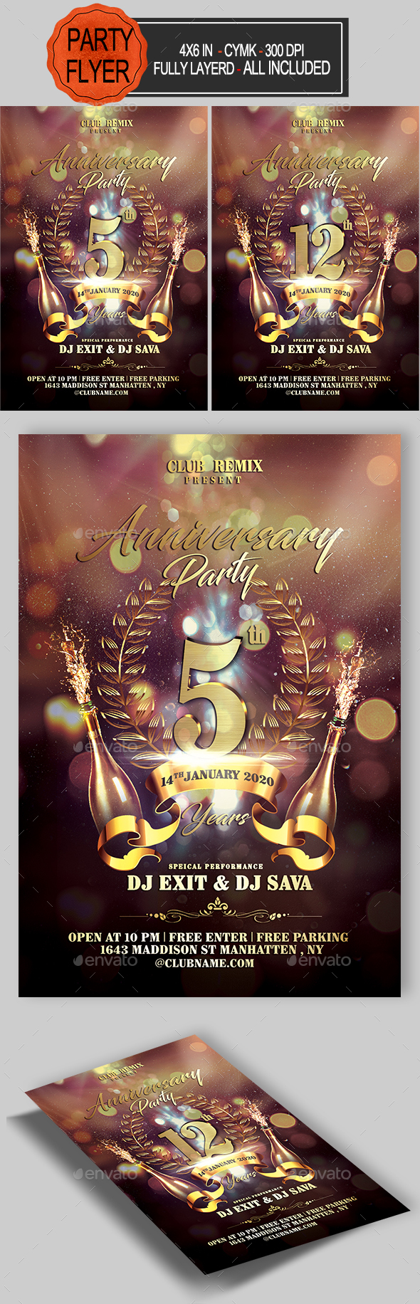 Anniversary Flyer - Clubs & Parties Events