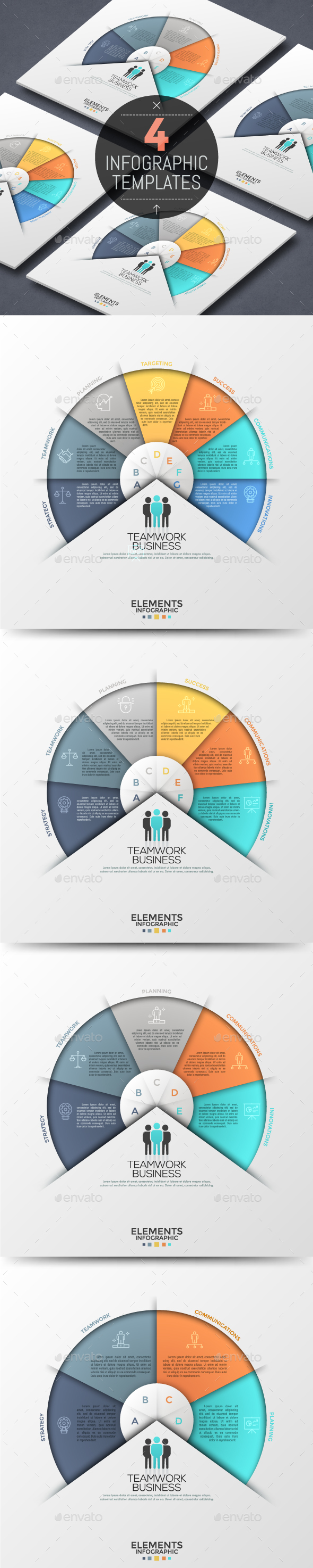 Modern Infographic Circular Template (4 Items) - Infographics