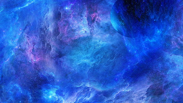 Journey Through Abstract Space Nebulae with Planets