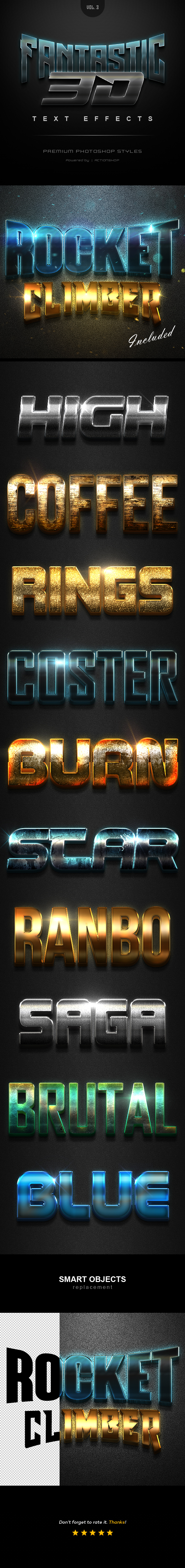 Fantastic 3D Text Effects Vol.3 - Text Effects Styles
