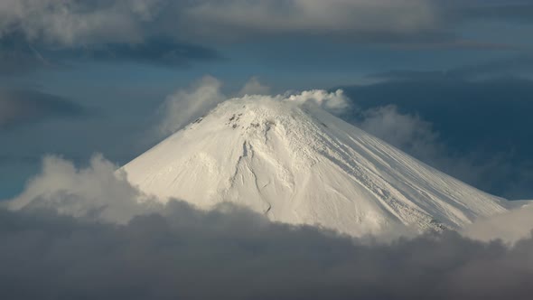 Active Volcano, Stunning Fumaroles Activity: Steam, Gas Plume from Crater