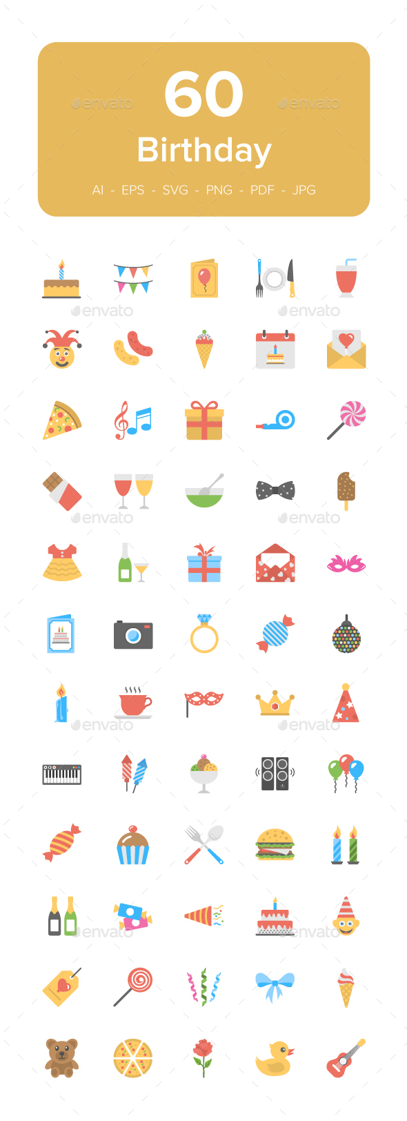 Flat Birthday Icons in Web Icons