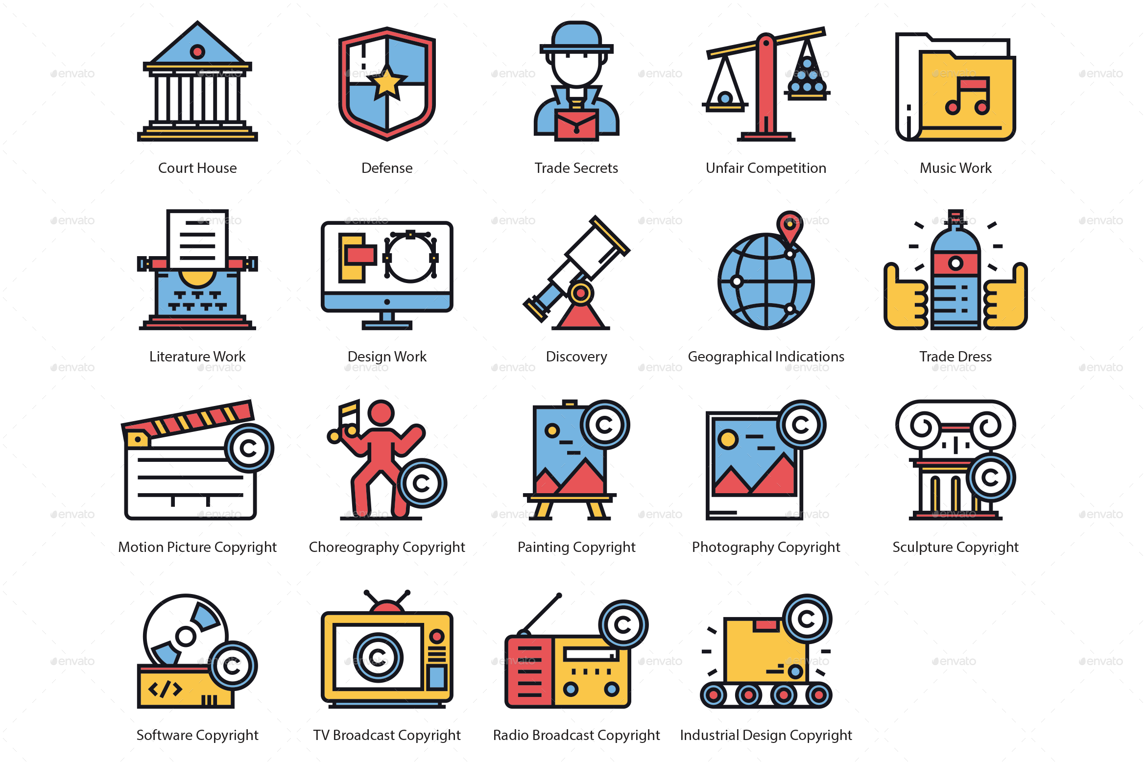 Legal & Copyright Icons, Icons | GraphicRiver