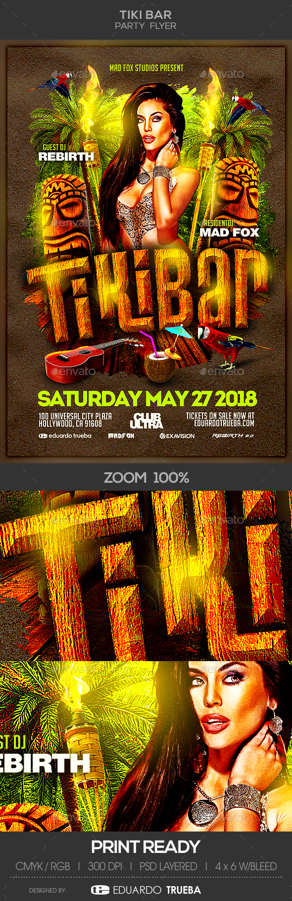 Tiki Bar Party Flyer - Events Flyers