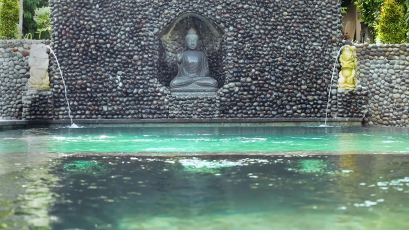 Decorative Fountain in a Swimming Pool in Indonesia, Bali
