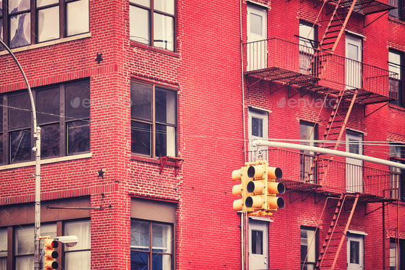 New York City traffic lights. - Stock Photo - Images