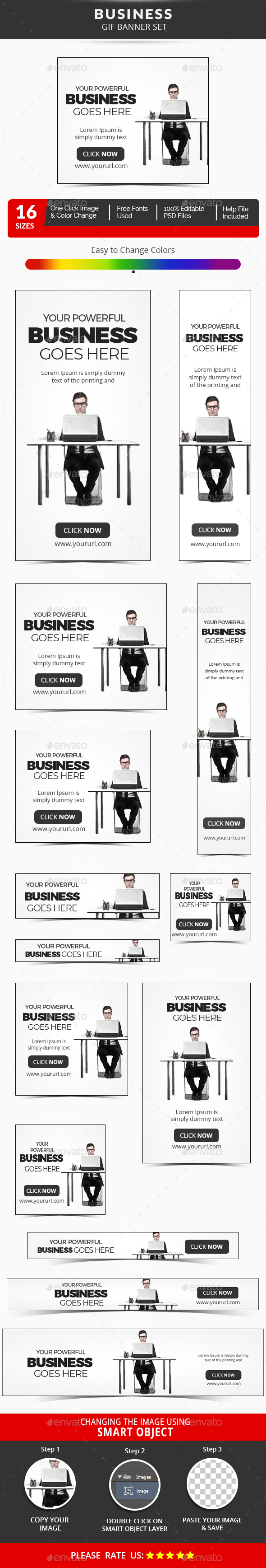 Business Animated GIF Banner Set - Banners & Ads Web Elements