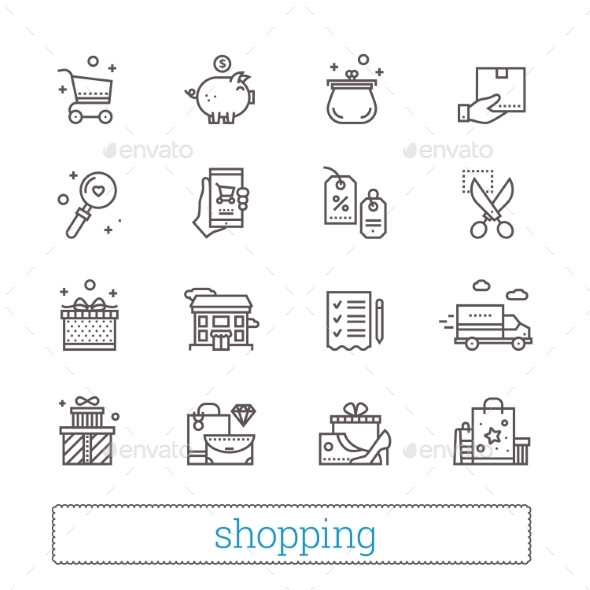 Shopping, Commerce And Retail Thin Line Icons. - Business Icons