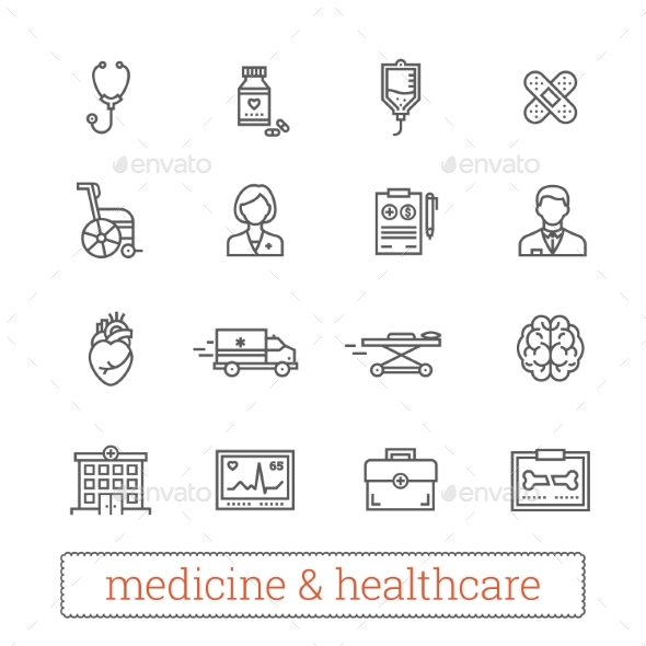 Medicine And Healthcare Thin Line Vector Icons. - Miscellaneous Icons