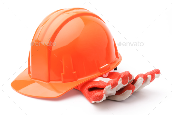 Hard hat and gloves - Stock Photo - Images