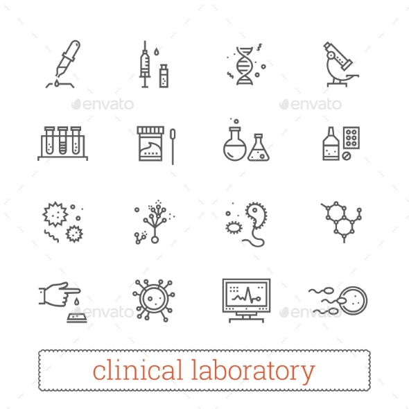 Clinical Laboratory, Medicine Science Line Icons. - Technology Icons