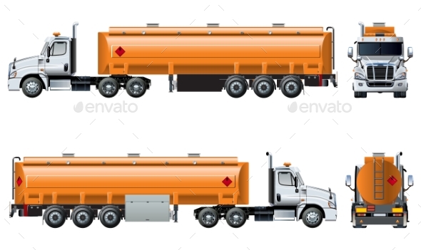 Vector Realistic Tanker Truck Template Isolated