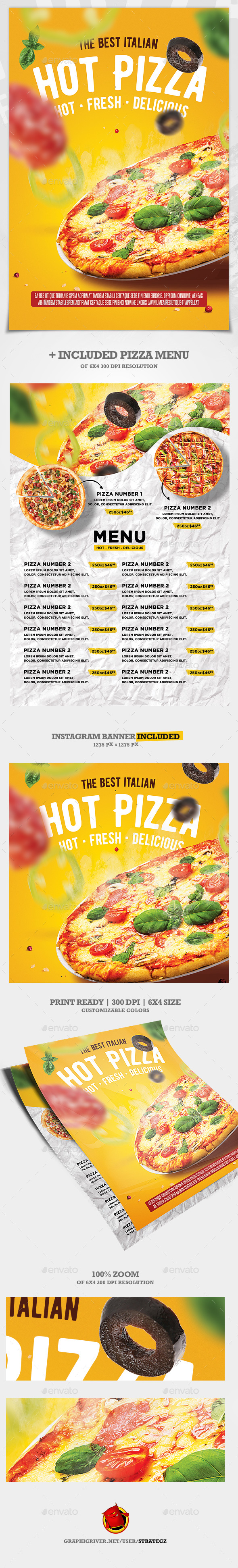 Pizza Flyer + Pizza Menu - Print Templates
