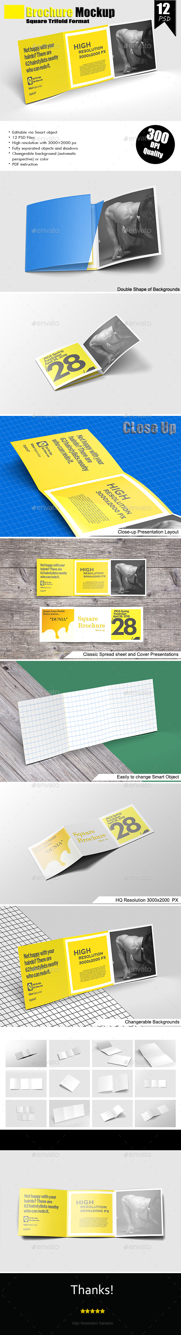 Square Trifold Brochure Mockups - Brochures Print