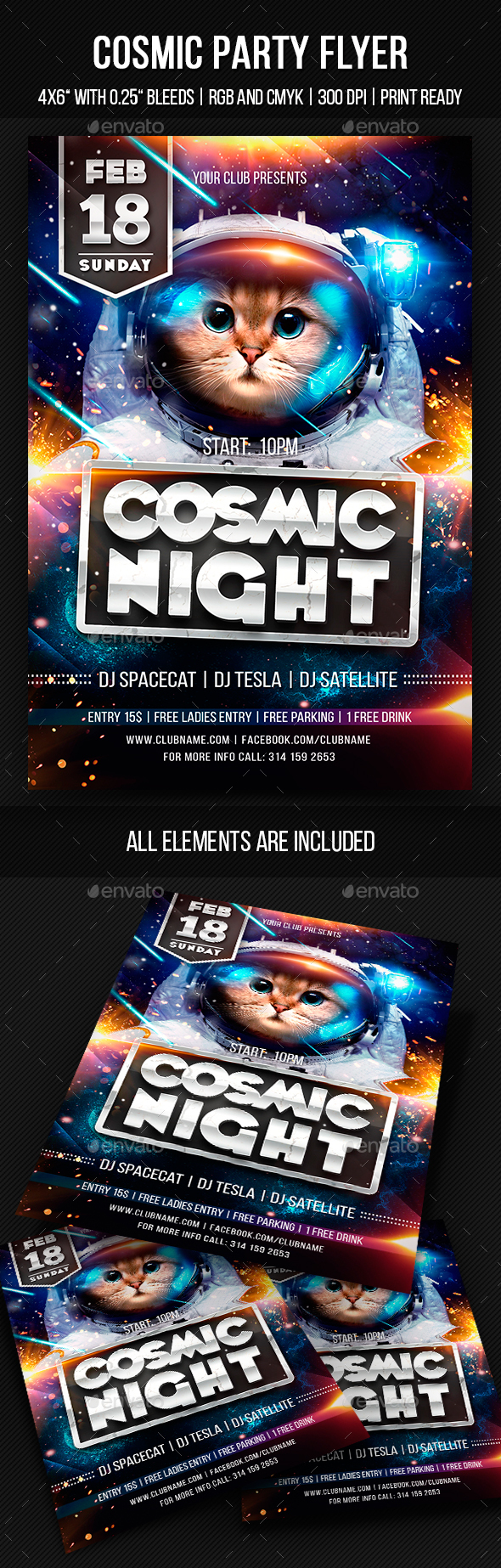 Cosmic Party Flyer - Clubs & Parties Events