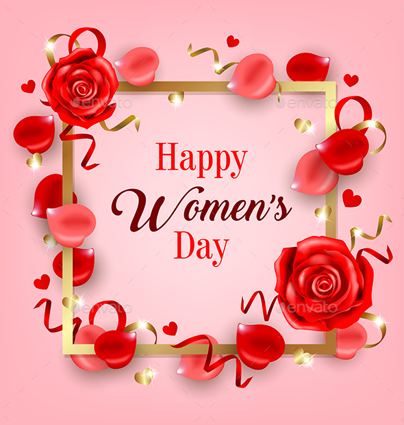 Red Rose and Petals on a Pink Background - Miscellaneous Seasons/Holidays
