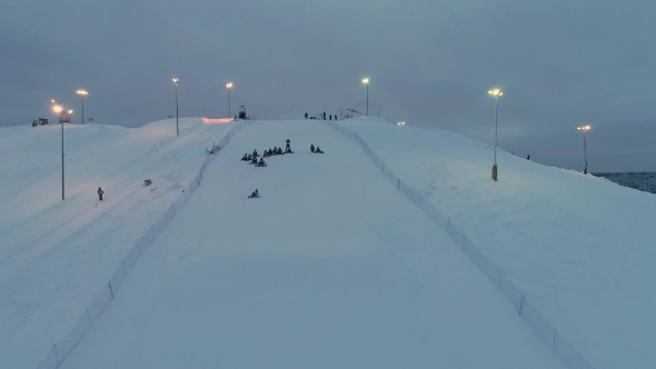 Athletes Snowboarders Compete in the Big Air
