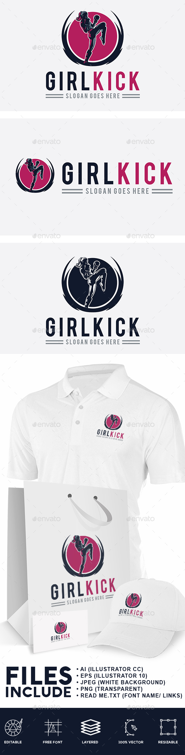 Woman Fighter Logo - Humans Logo Templates