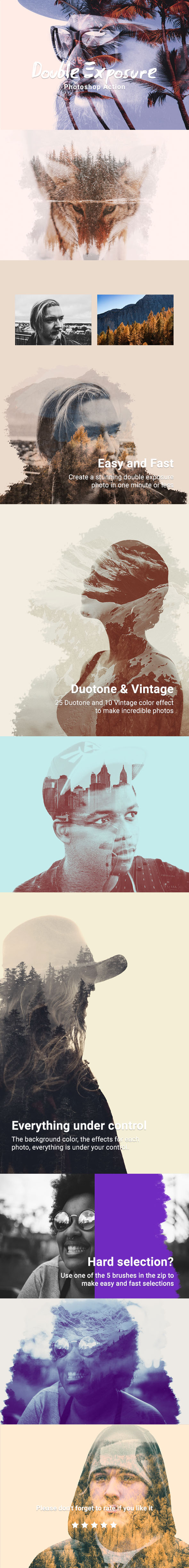 Double Exposure Photoshop Action - Photo Effects Actions