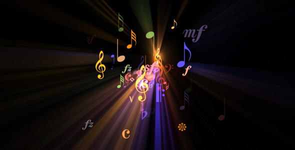 Musical Fantasy - V - Rainbow Notes - Flying Loop, Motion Graphics