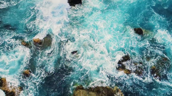 Top Down View of Waves and Clifs