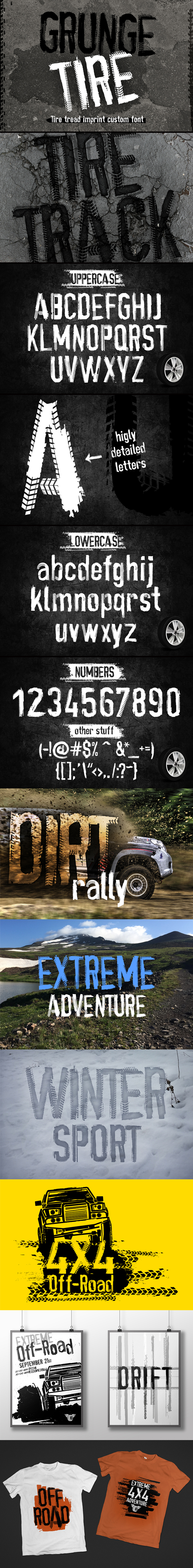 Grunge Tire Font - Grunge Decorative