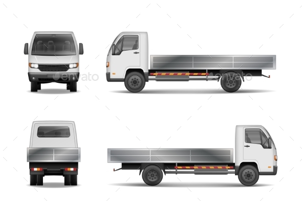White Realistic Delivery Cargo Truck Isolated on - Man-made Objects Objects