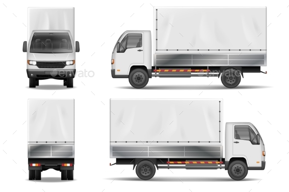 Semi Truck Isolated on White. Commercial Realistic - Man-made Objects Objects