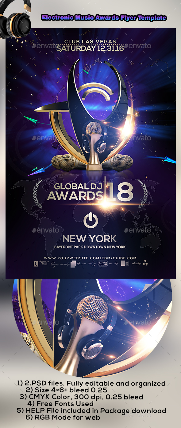 Electronic Music Awards Flyer Template - Events Flyers