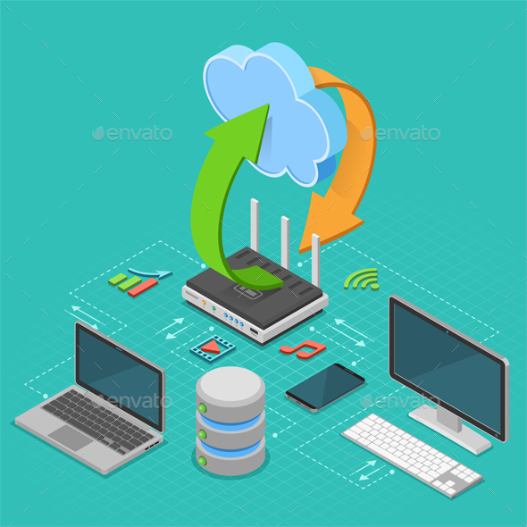 Cloud Computing Technology Isometric - Web Technology