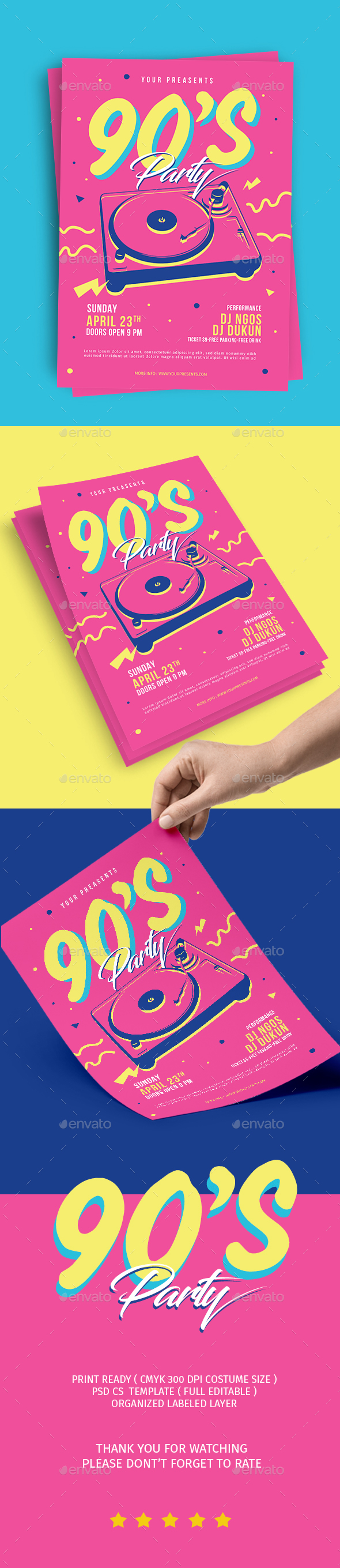 90's Music Event Flyer - Flyers Print Templates