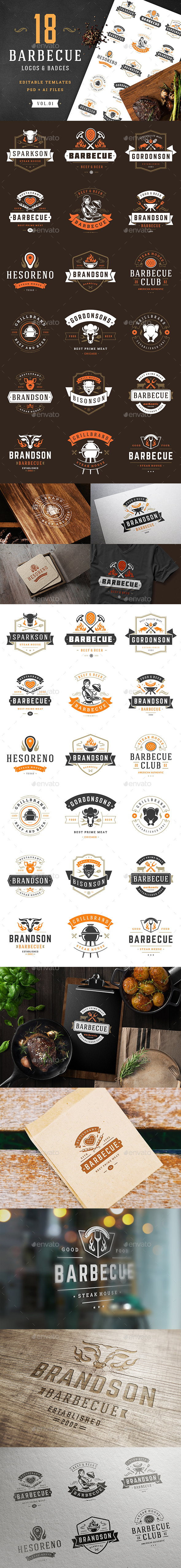 18 Barbecue Logos and Badges - Badges & Stickers Web Elements