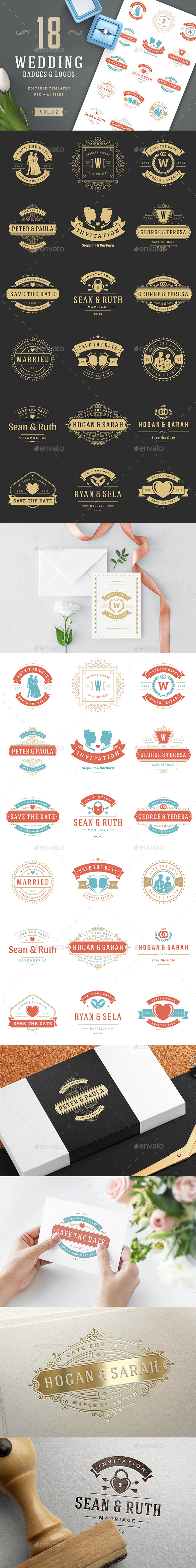 18 Wedding Logos and Badges - Badges & Stickers Web Elements