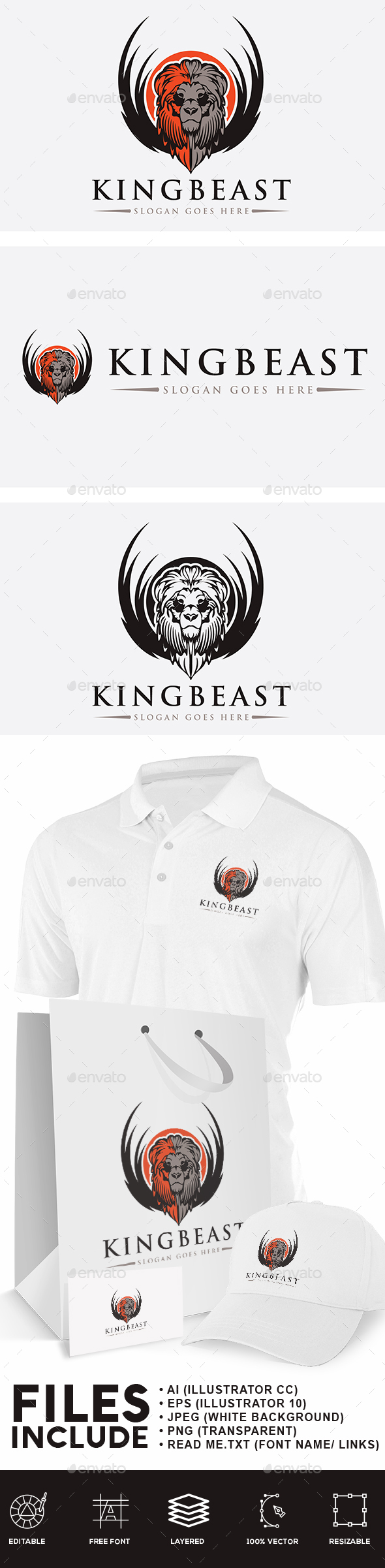 King Beast Logo - Animals Logo Templates