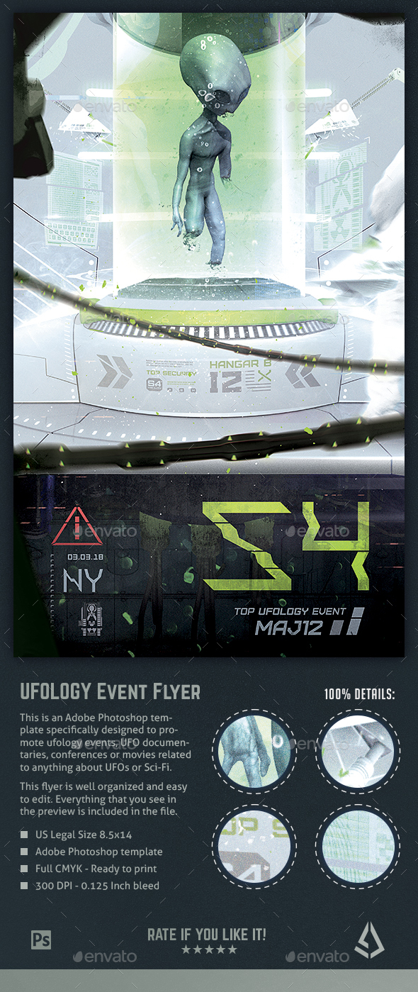 Alien Incubation Flyer - UFO Ufology Area 51 Poster Template - Events Flyers