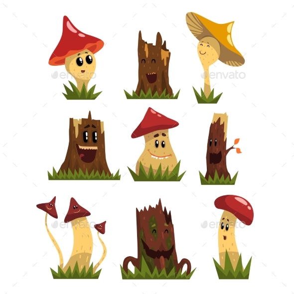Mushrooms Characters Set - Miscellaneous Characters