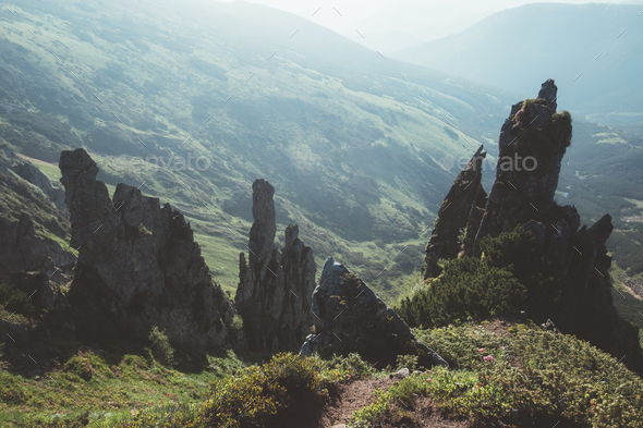 View of the stony hills - Stock Photo - Images