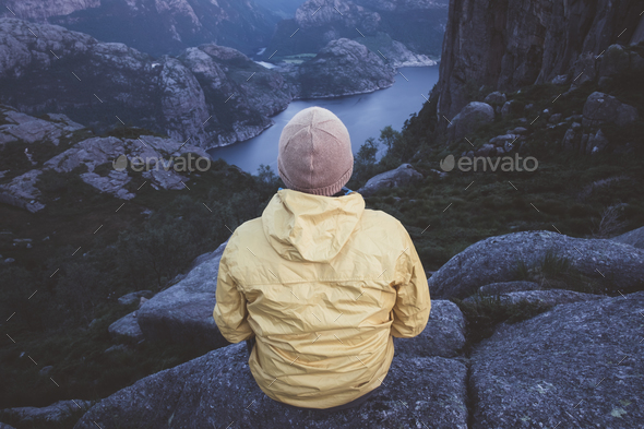 Misty morning on Preikestolen - Stock Photo - Images