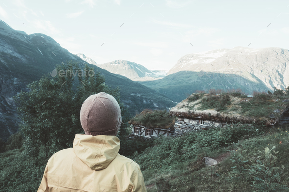 The grass-roofed houses in Norway - Stock Photo - Images