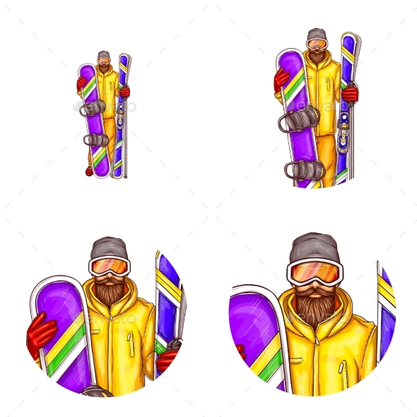 Vector Set of Male Avatars in Pop Art Style - People Characters
