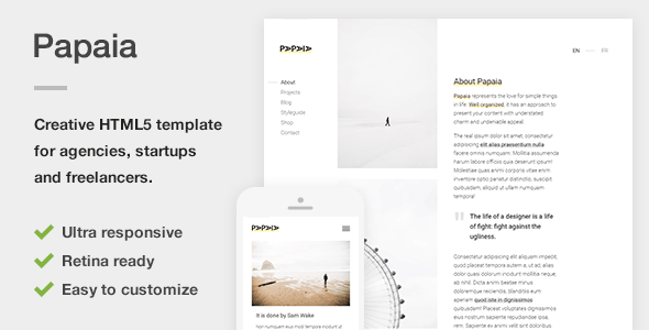 Top Papaia - Creative HTML5 Site Template for Agencies, Startups & Freelancers