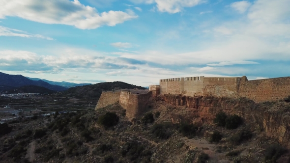 View from Air on Castle Sagunto near Valencia