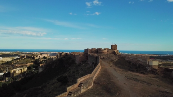 View From Air on Castle Sagunto Near Valencia