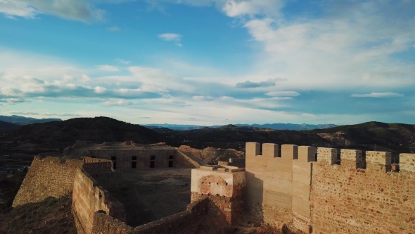 View from Air on Castle Sagunto near Valencia