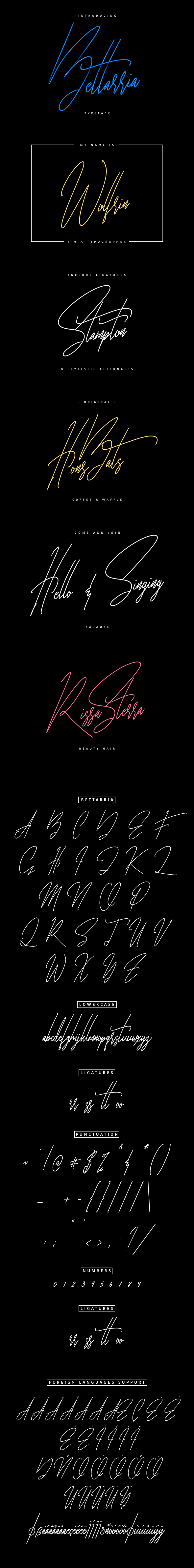 Bettarria Signature Typeface - Calligraphy Script