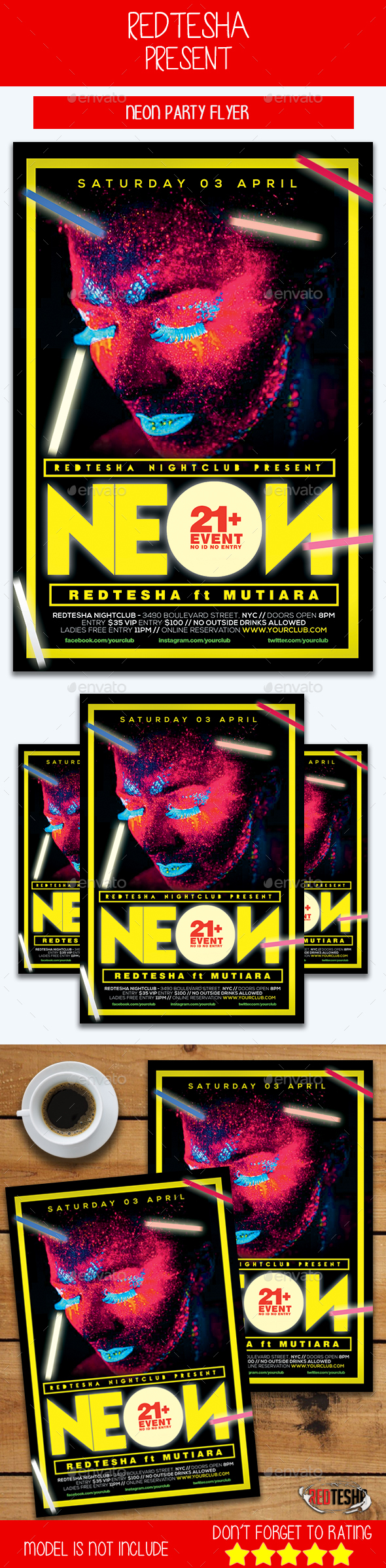 Neon Party Flyer - Events Flyers